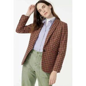 J.Crew Parke Plaid English Moon Houndstooth 100% Wool Blazer Jacket Size 6